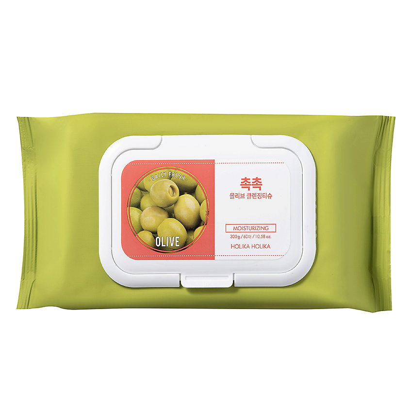Изображение товара HOLIKA HOLIKA Салфетки для снятия макияжа Daily Fresh Olive Cleansing Tissue, 60 шт.