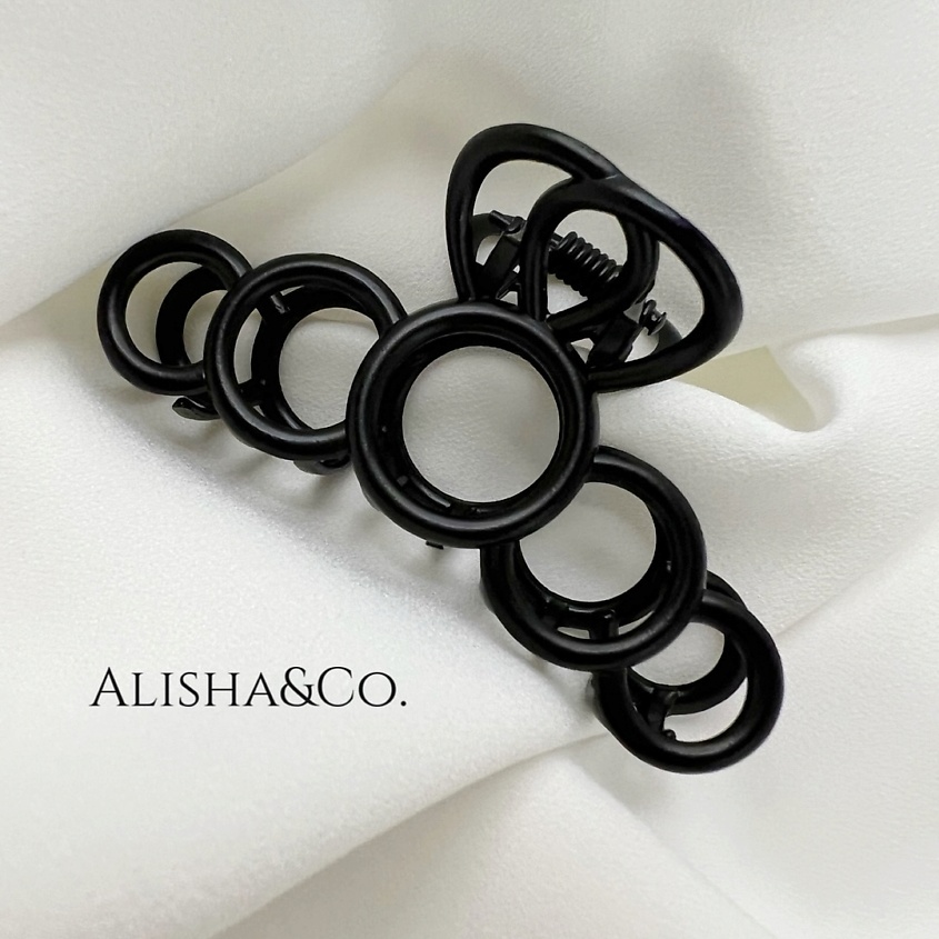 Изображение товара Заколка для волос ALISHA&CO Black Rings металлический крабик универсальный