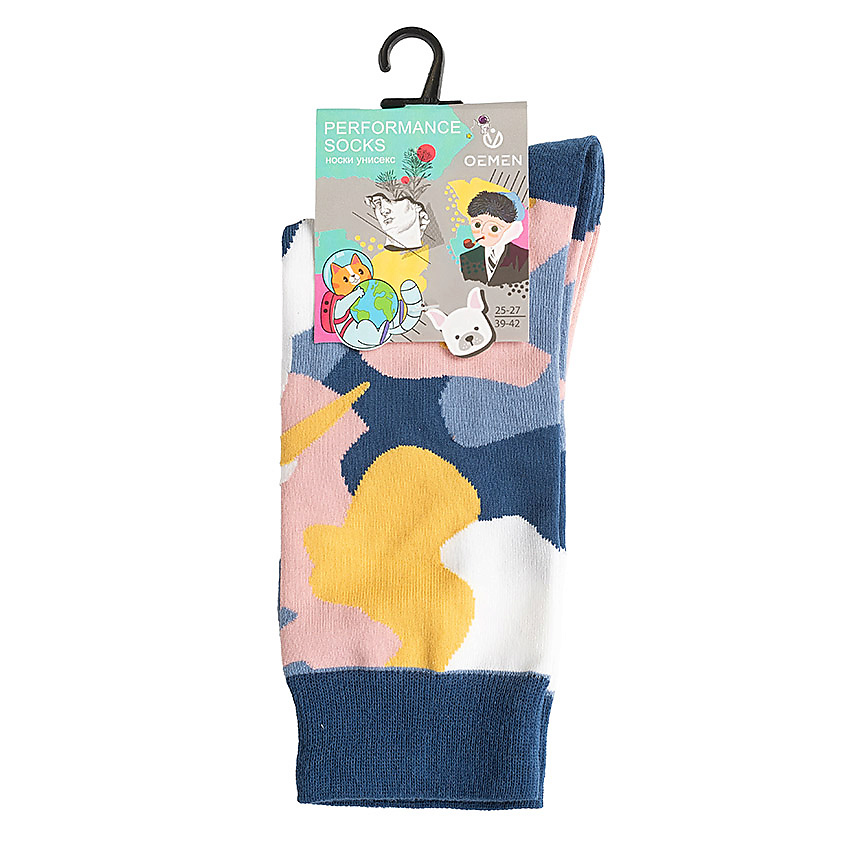 Изображение товара OEMEN Носки унисекс PM393 синий/розовый/белый, Размер 25-27