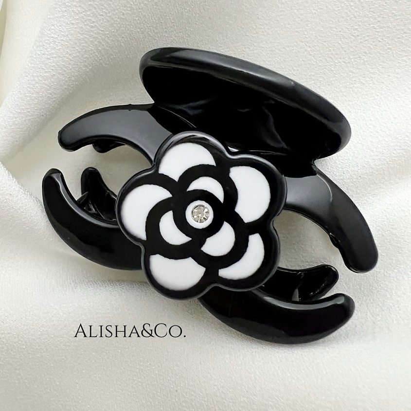 Изображение товара ALISHA&CO. Крабик для волос Коко Черно-белый цветок, Черный