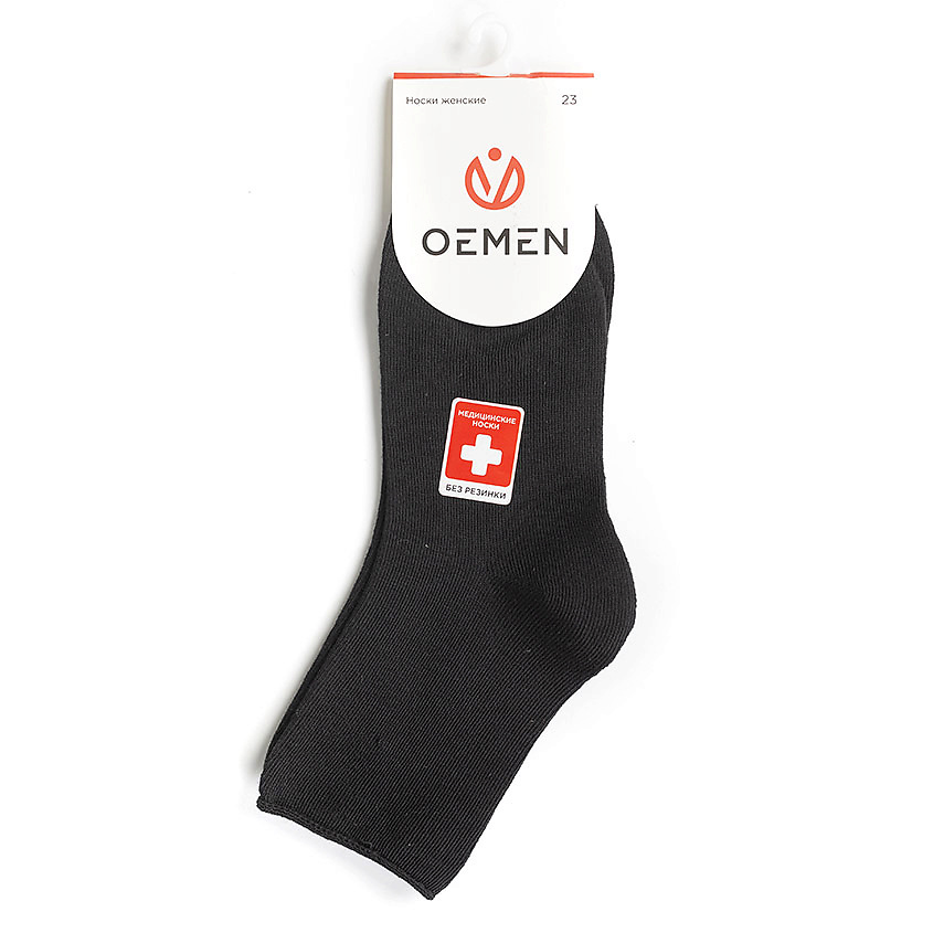 Изображение товара Женские носки OEMEN VN081 черные с медицинской резинкой, профилактика отеков, комфорт