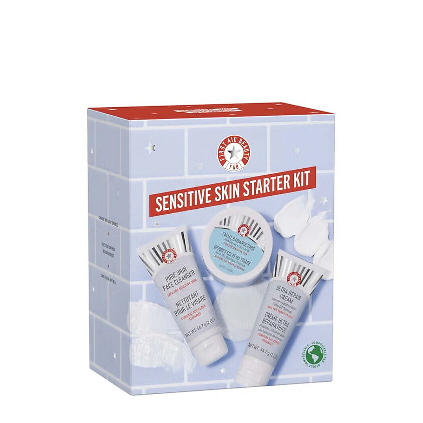 Изображение товара FIRST AID BEAUTY Набор для чувствительной кожи лица Sensitive Skin Starter Kit, 56,7 мл + 56,7 мл + 28 шт.