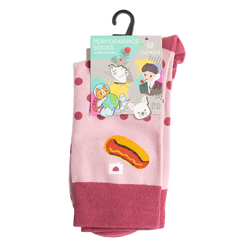 Изображение товара Унисекс носки OEMEN PM401 розовые 20 см хлопок эластан креативный дизайн