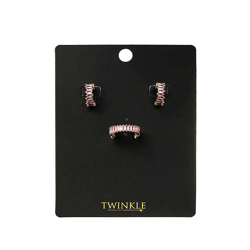 Изображение товара Стильный набор украшений из латунь и фианиты Pink Baguette