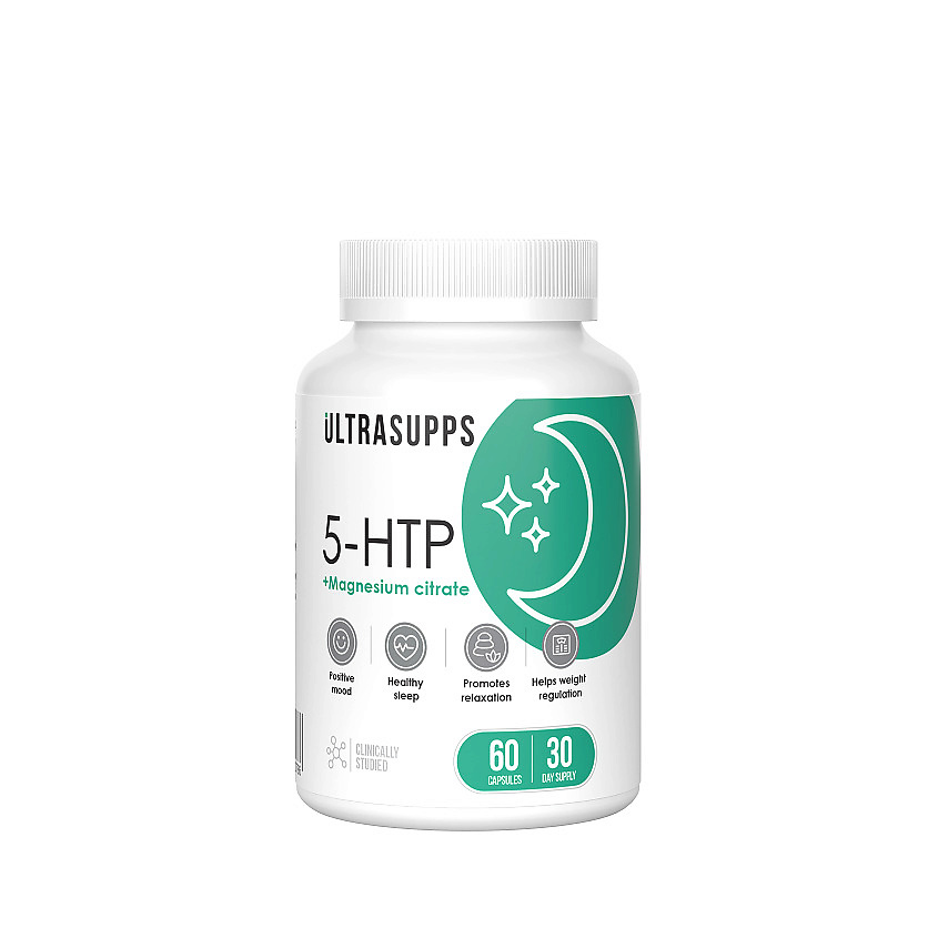 Изображение товара ULTRASUPPS 5-HTP + Цитрат Магния 5-НТP + Magnesium Citrate, 60 капсул