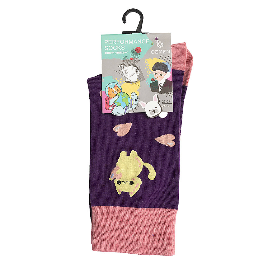 Изображение товара OEMEN Носки унисекс PM412 бордовый/розовый 20 см