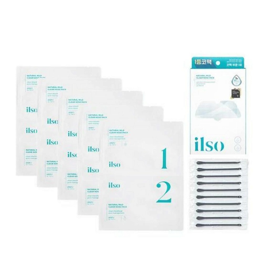 Изображение товара ILSO Очищающие двухэтапные патчи для носа от черных точек и высыпаний NATURAL MILD CLEAR NOSE PATCH, 5 шт*2 этапа/ упаковка
