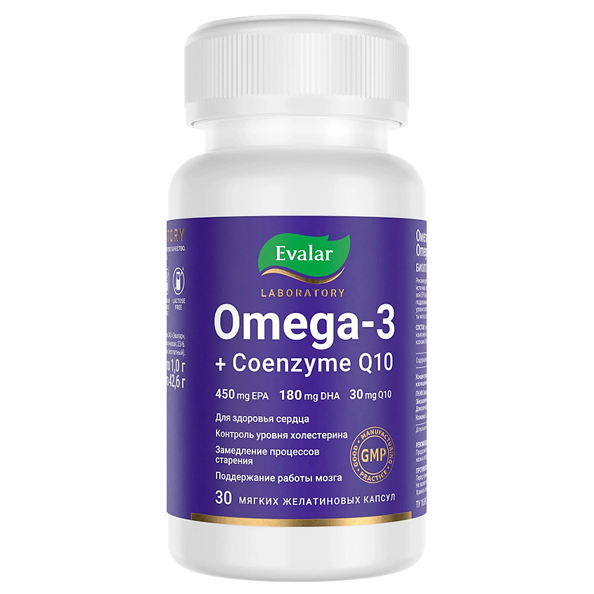 Изображение товара ЭВАЛАР Омега-3 + Коэнзим Q10, 30 капсул