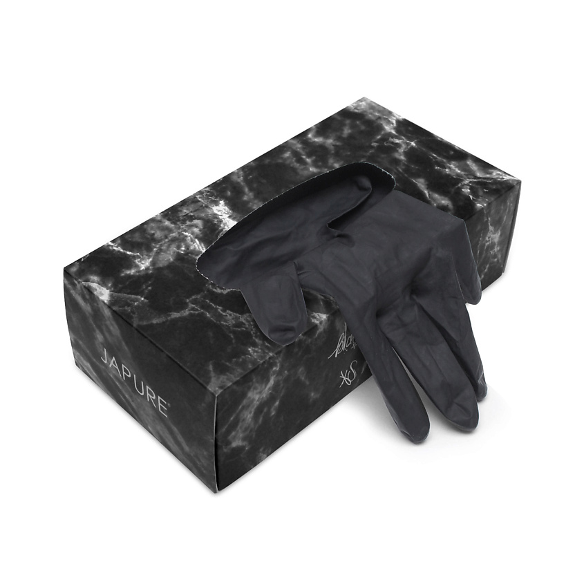Изображение товара JAPURE YOU Перчатки нитриловые, "Black Skinny Gloves", 100шт, 100 шт.
