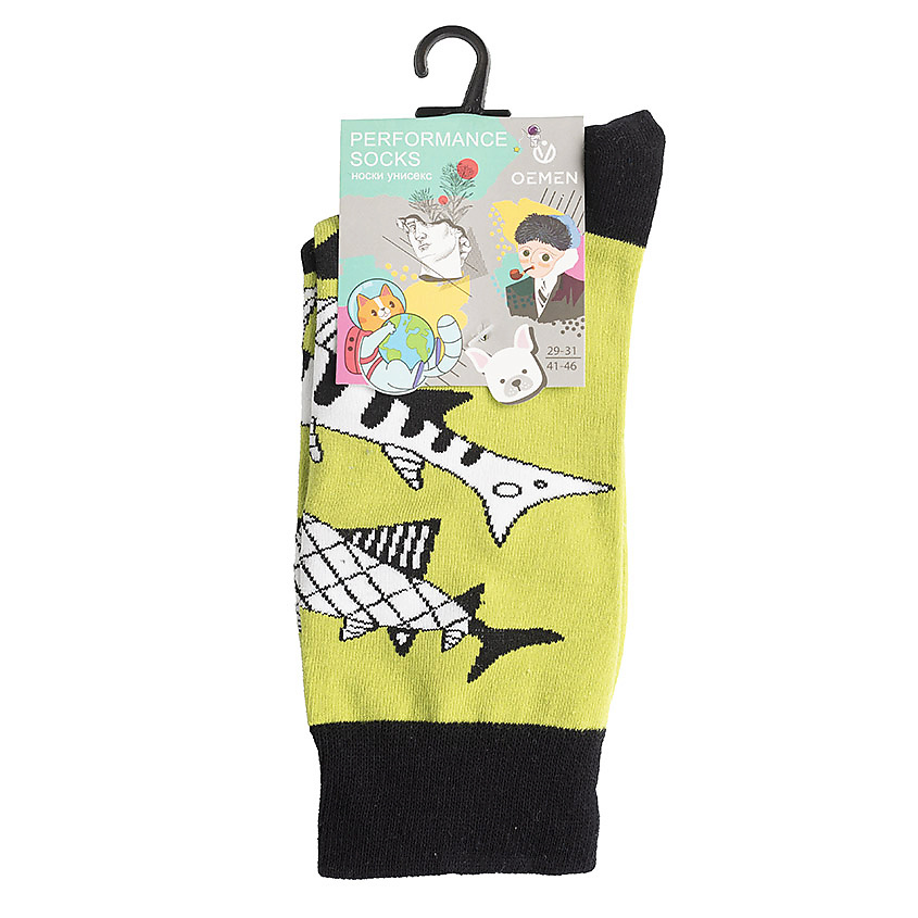 Изображение товара OEMEN Носки унисекс PM413 салатовый/чёрный, Размер 23-25