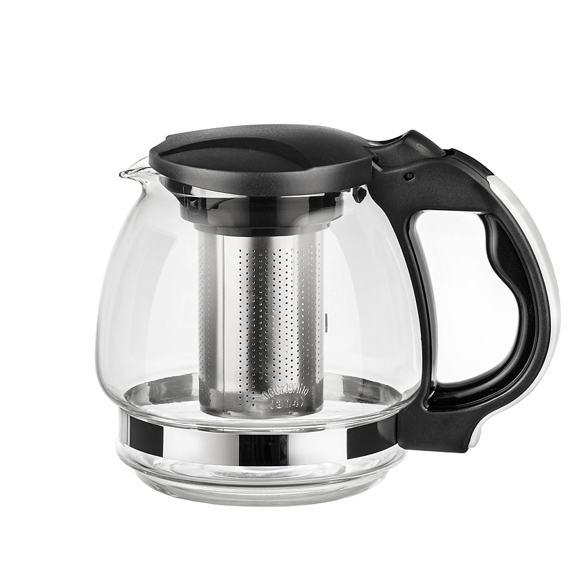 Изображение товара LARA Чайник заварочный стеклянный с фильтром, цвет: Черный, 1500 мл