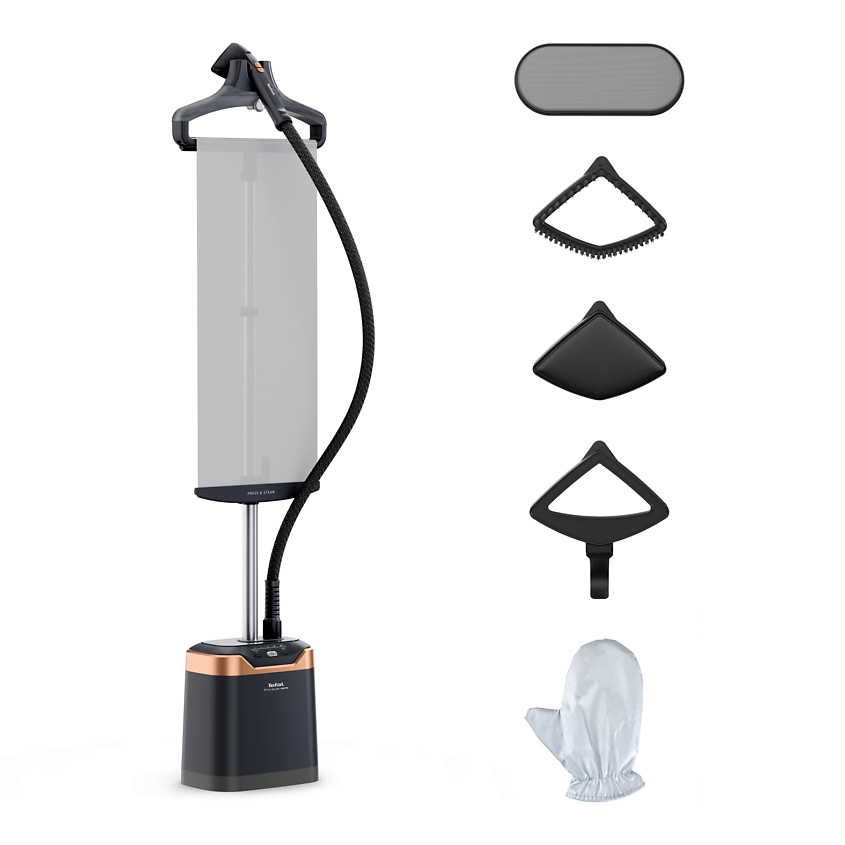 Изображение товара TEFAL Вертикальный отпариватель Pro Style Care IT8480E1, подача пара 42 г/мин, 5 режимов работы, широкая Delta насадка, резервуар для воды 1,3 л, защита от накипи