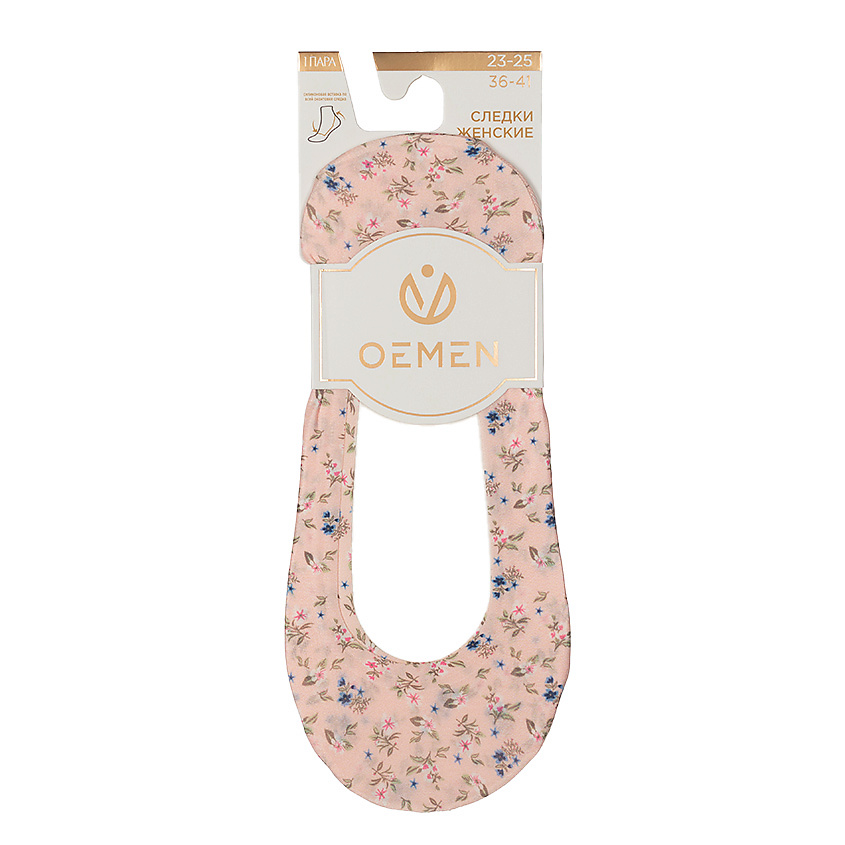 Изображение товара Следки полиамидные женские PW656 розовые с силиконовой вставкой и принтом