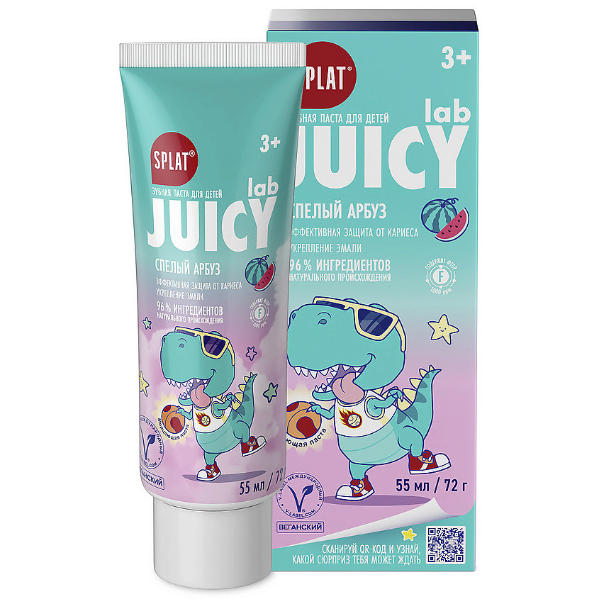 Изображение товара SPLAT Детская зубная паста с фтором, со вкусом "Спелый арбуз» Juicy Lab, 55 мл