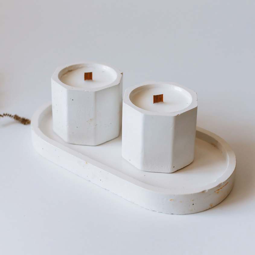 Изображение товара Набор ароматических свечей из гипса с ароматом мята и эвкалипт 45 мл 2 шт МАНУФАКТУРА БАЛИЧЕВЫХ