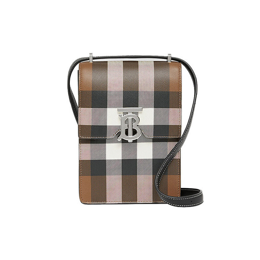 Изображение товара Стильная женская сумка Burberry Check Print Leather Robin Bag коричневая