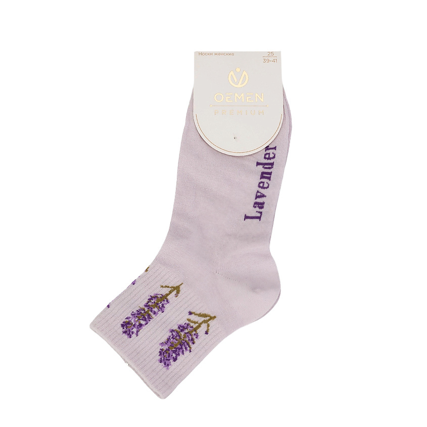 Изображение товара Женские хлопковые носки OEMEN PW592 сиреневый 15 см коллекция Прованс