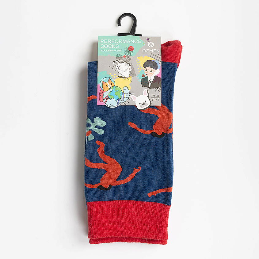 Изображение товара OEMEN Носки унисекс PW709 синий/красный размер 29-31