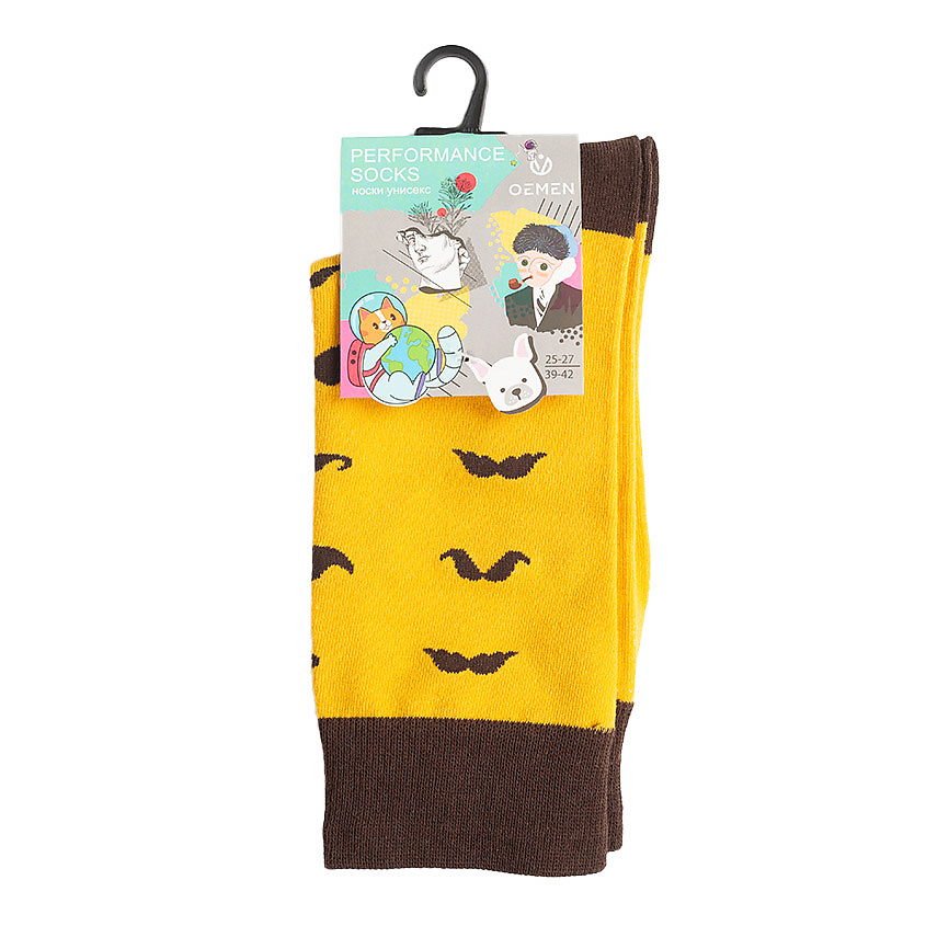 Изображение товара OEMEN Носки унисекс PM407 жёлтый/коричневый, Размер 25-27