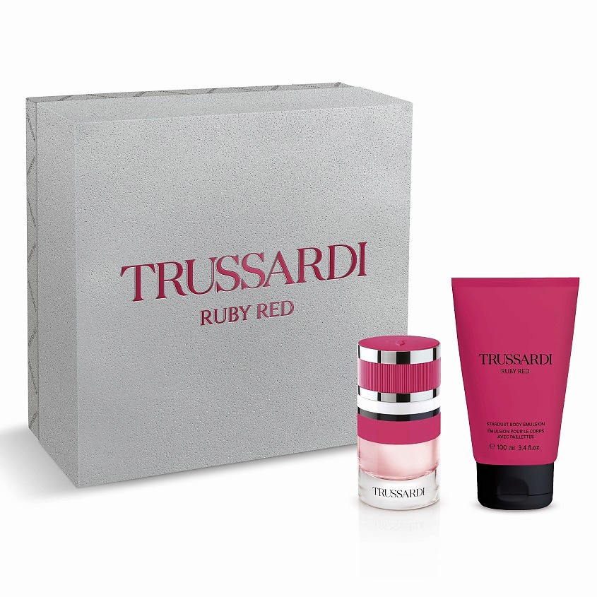 Изображение товара TRUSSARDI Подарочный набор женский RUBY RED, Парфюмерная вода, спрей 60 мл + Мерцающая эмульсия для тела, 100 мл