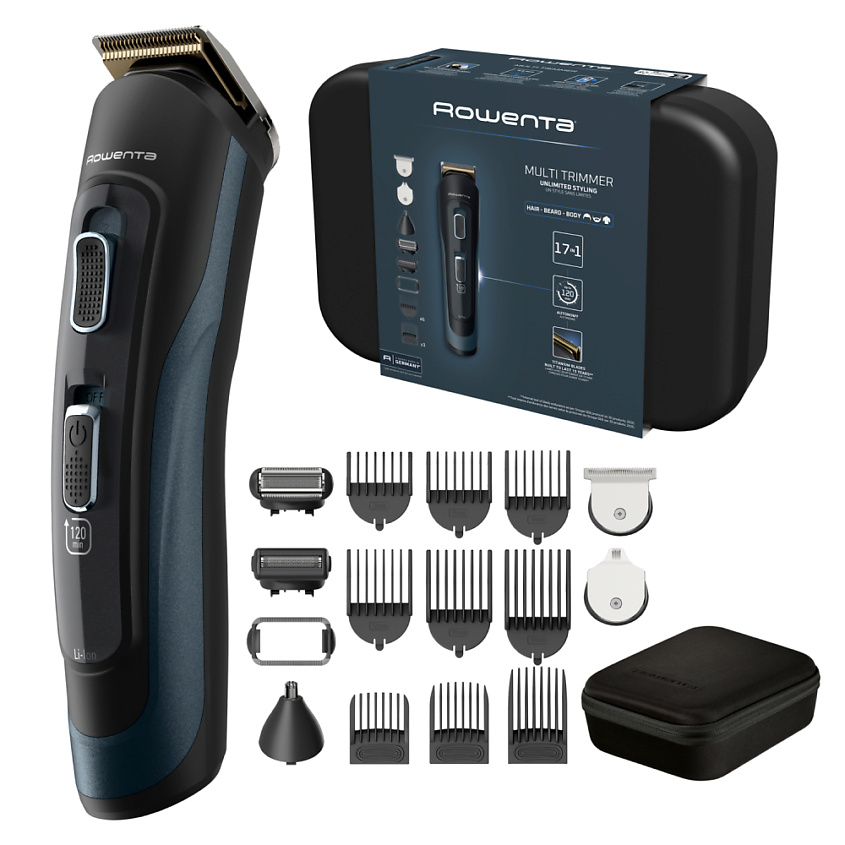 Изображение товара ROWENTA Мужской мультитриммер 17 в 1 Selectium TN9464E0, самозатачивающиеся лезвия из нержавеющей стали, 120 минут автономной работы, чехол для хранения в комплекте