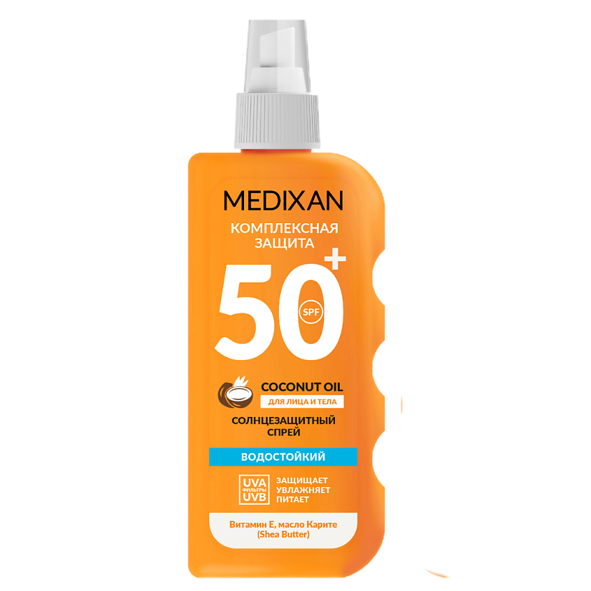 Изображение товара МЕДИКСАН Солнцезащитный спрей SPF 50+ для лица и тела 150 мл водостойкий