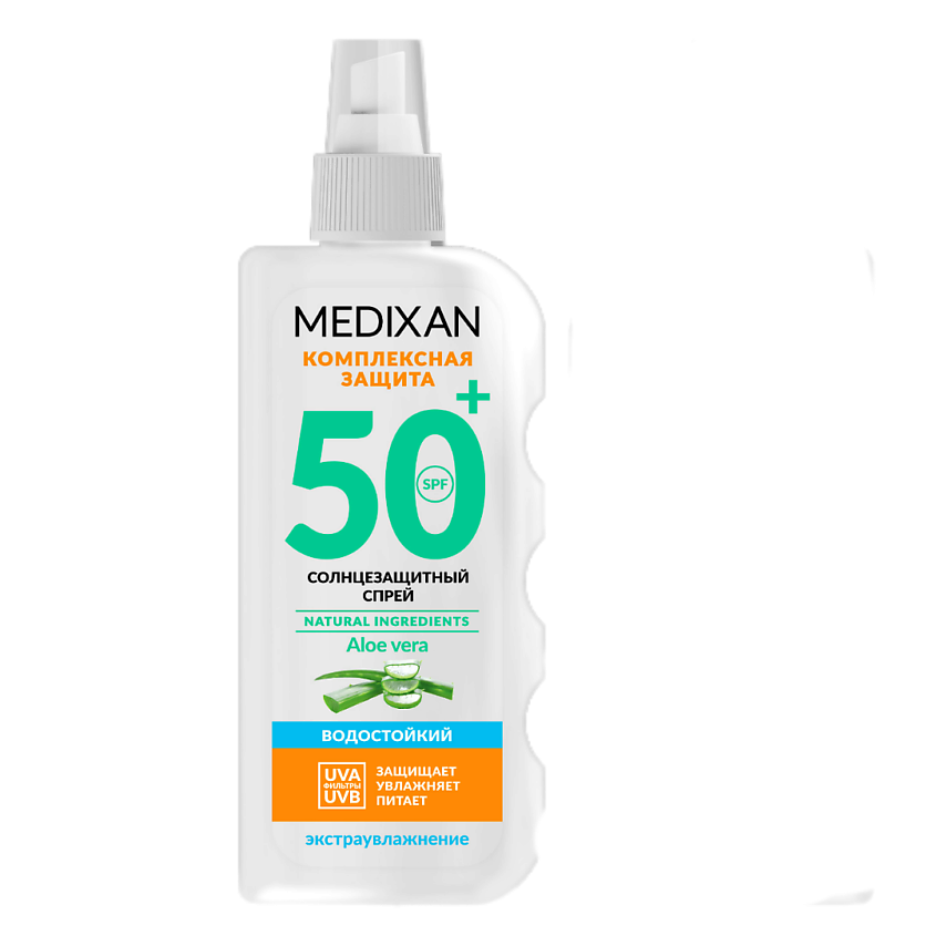 Изображение товара MEDIXAN Солнцезащитный Спрей SPF 50+ для лица и тела Aloe Vera, 160 мл