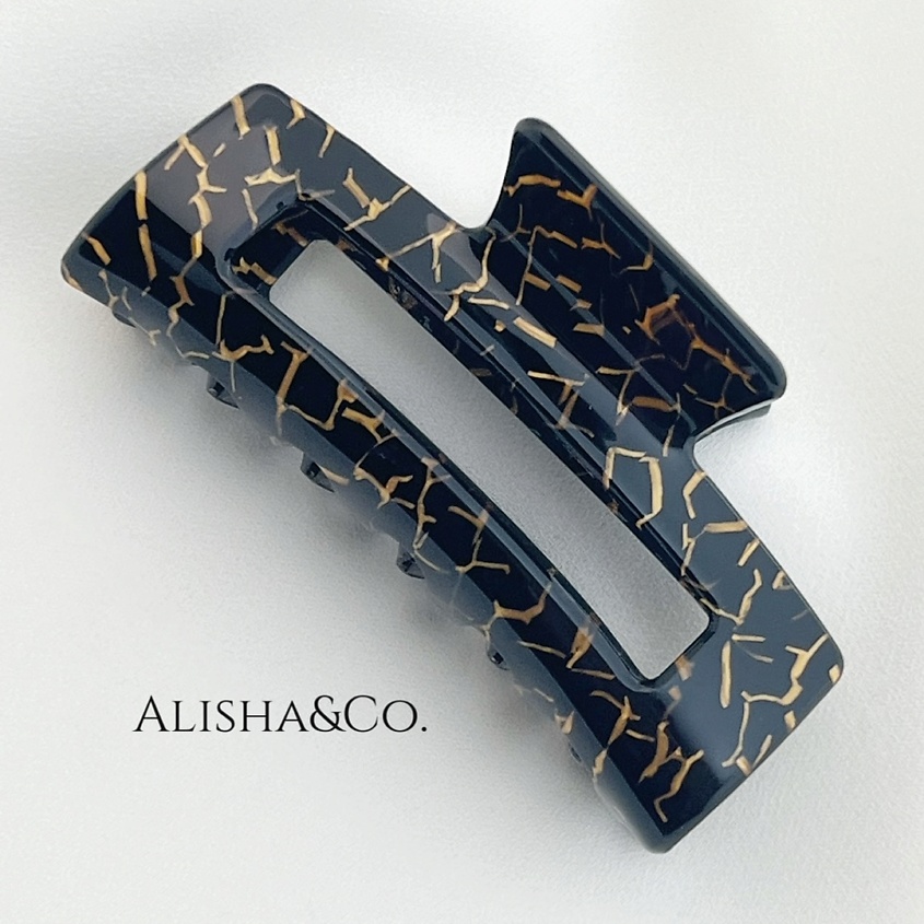 Изображение товара ALISHA&CO. Крабик для волос средний черный с золотым Black Gold, Черный