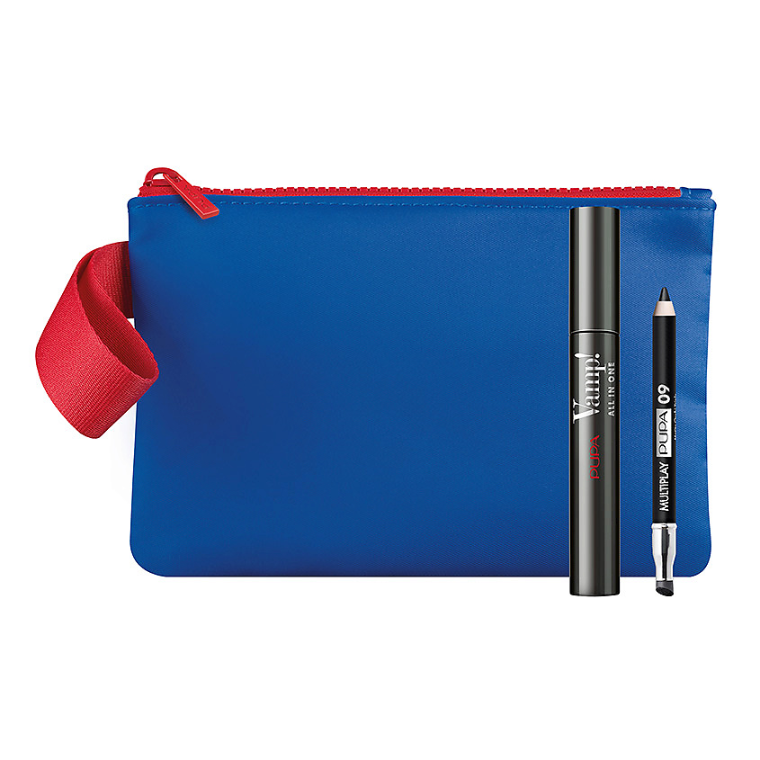 Изображение товара PUPA Подарочный набор с тушью для ресниц и карандашом для глаз с модным аксессуаром Vamp! All In One, 9 мл + 0,8 г + 1 шт