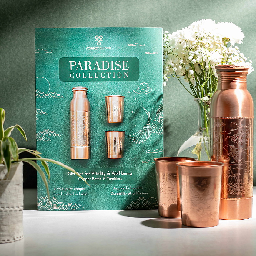 Изображение товара FORREST & LOVE Подарочный набор медной посуды PARADISE бутылка и стаканы, 900 мл, 2x300 мл