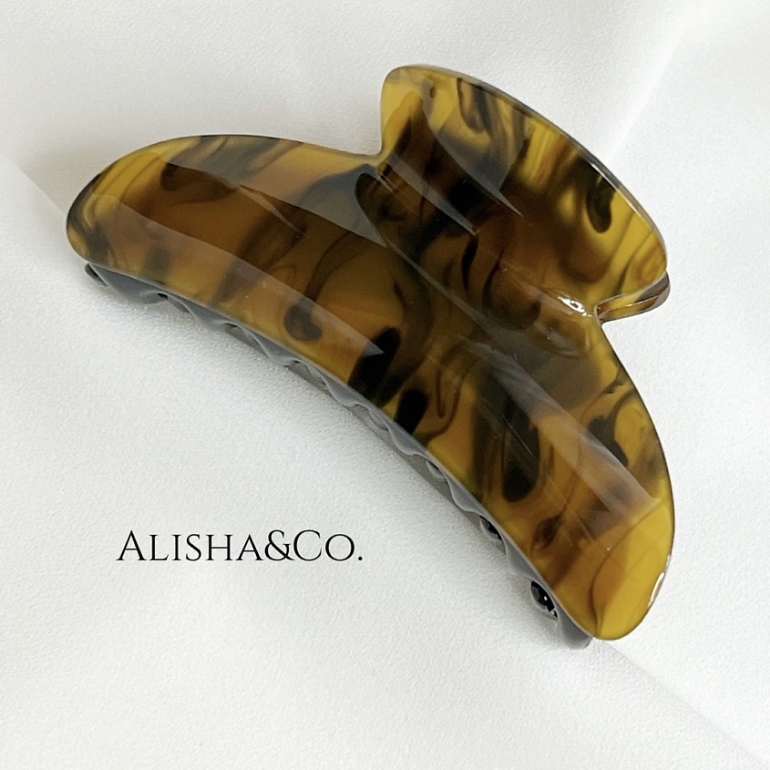 Изображение товара ALISHA&CO. Крабик для волос большой Tiger Eye Shell, Оранжевый