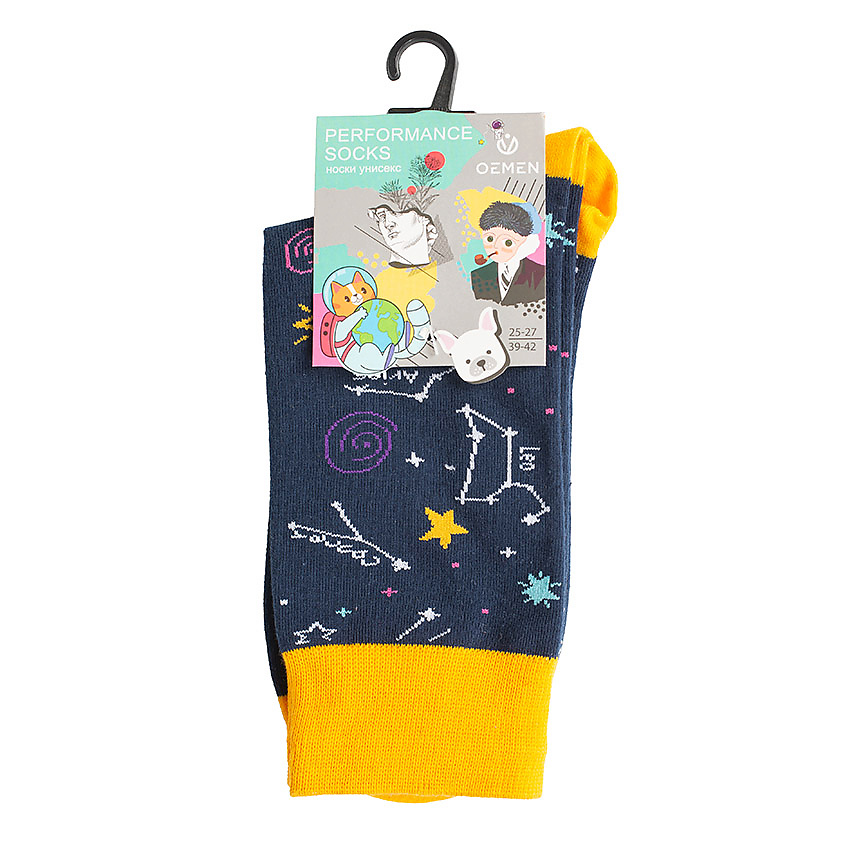 Изображение товара OEMEN носки унисекс PM391 темно-синие и желтые, 25-27 размер