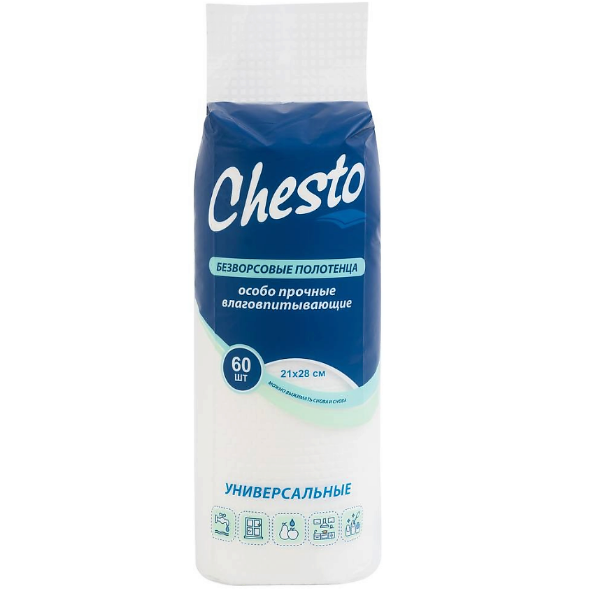 Изображение товара CHESTO Безворсовые салфетки для уборки, 60 шт