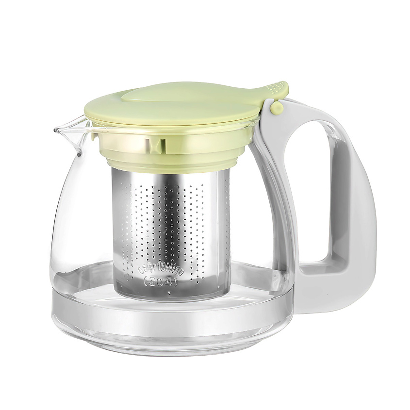 Изображение товара LARA Чайник заварочный 700 мл стеклянный с фильтром, цвет: Зеленый