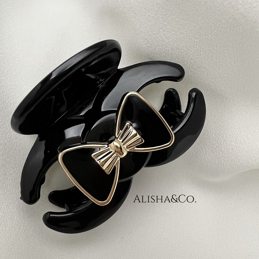 Изображение товара Крабик для волос ALISHA&CO Коко Черный с бантиком универсальный аксессуар