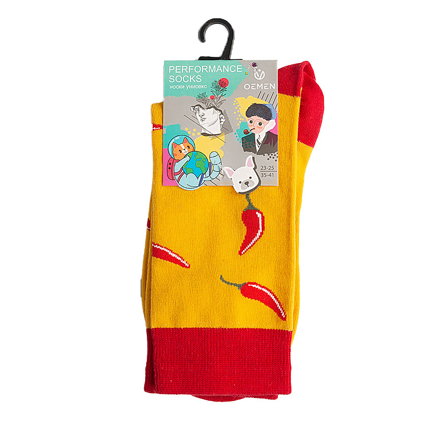 Изображение товара OEMEN Носки унисекс PM396 жёлтый/красный - стиль и комфорт