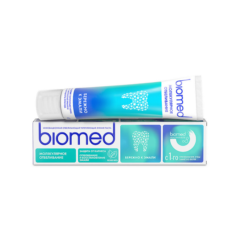 Изображение товара BIOMED HealthyWhite Инновационная зубная паста с лесной мятой 65 г для отбеливания и укрепления зуб