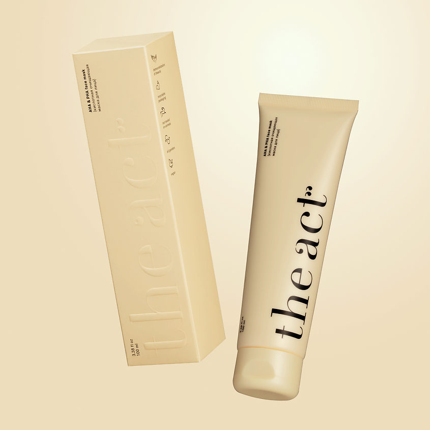 Изображение товара THE ACT Маска для лица c АНА и PHA кислотами очищающая, для всех типов кожи, 100 мл, 1 шт.