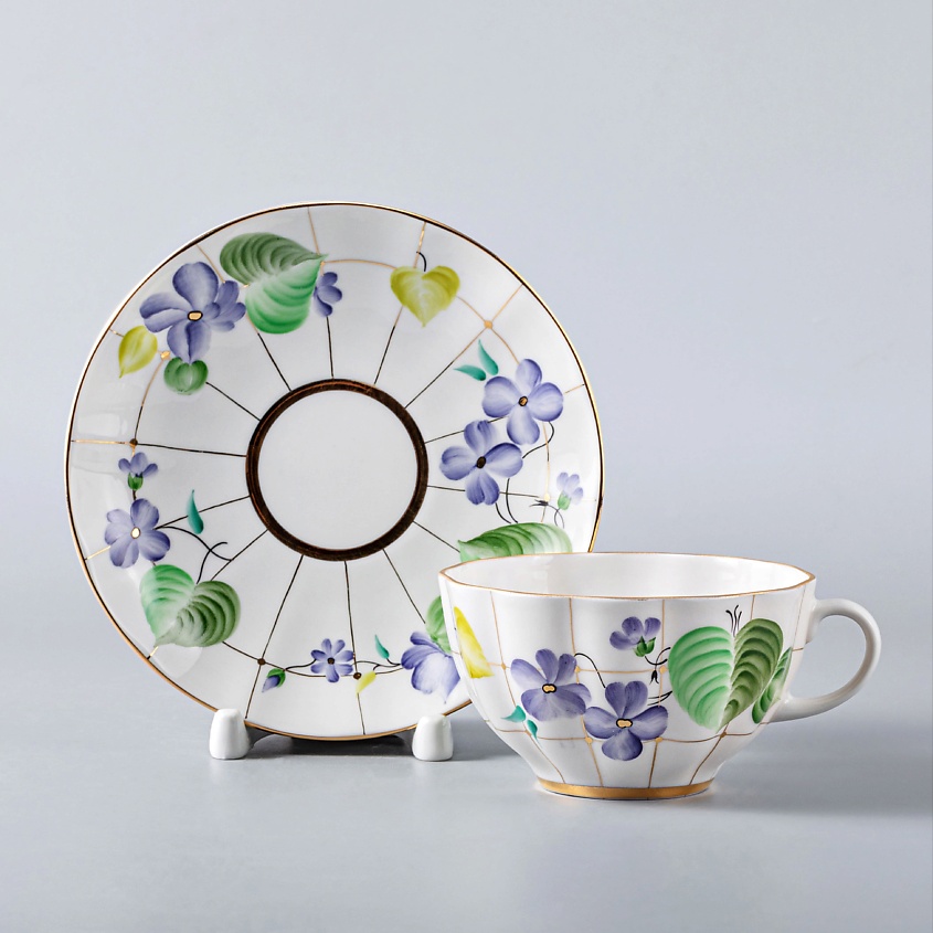 Изображение товара ИМПЕРАТОРСКИЙ ФАРФОРОВЫЙ ЗАВОД Чашка с блюдцем чайная "Лесная фиалка", 1 шт.