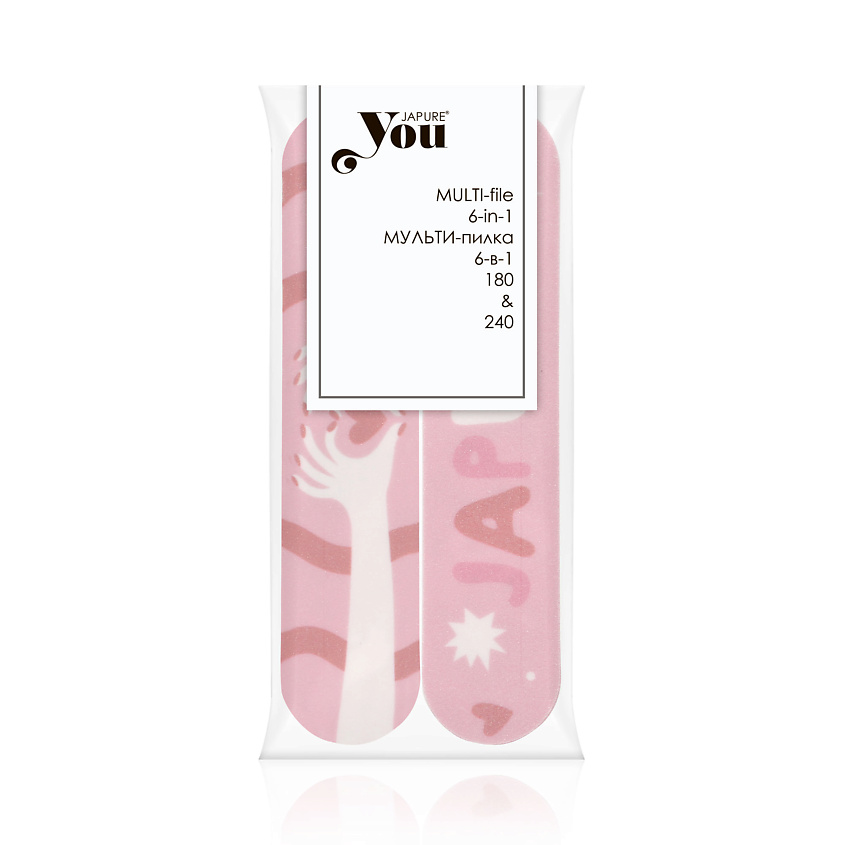 Изображение товара JAPURE YOU Комбинированная розовая mini “Мульти первая пилка многослойная 6в1”, абр 180/240, 1ш, 1 шт.
