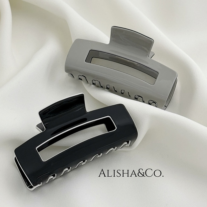 Изображение товара Набор крабиков для волос ALISHA&CO Vintage средний 2 шт серый бежевый