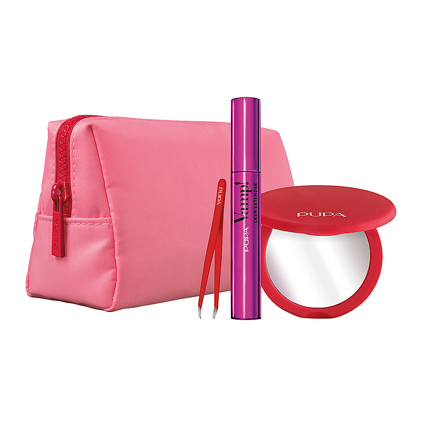 Изображение товара PUPA Подарочный набор с тушью для ресниц, зеркалом, щипчиками для бровей с модным аксессуаром Vamp! Lash Extender, 14 мл + 3 шт