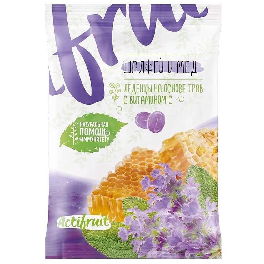 Изображение товара АКТИФРУТ Леденцы шалфей с витамином С 60 г для иммунитета