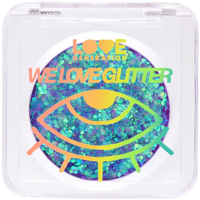Изображение товара LOVE GENERATION Глиттер для лица We love glitter, 05 sparkdown - фиолетово-зеленый, 1,8 г