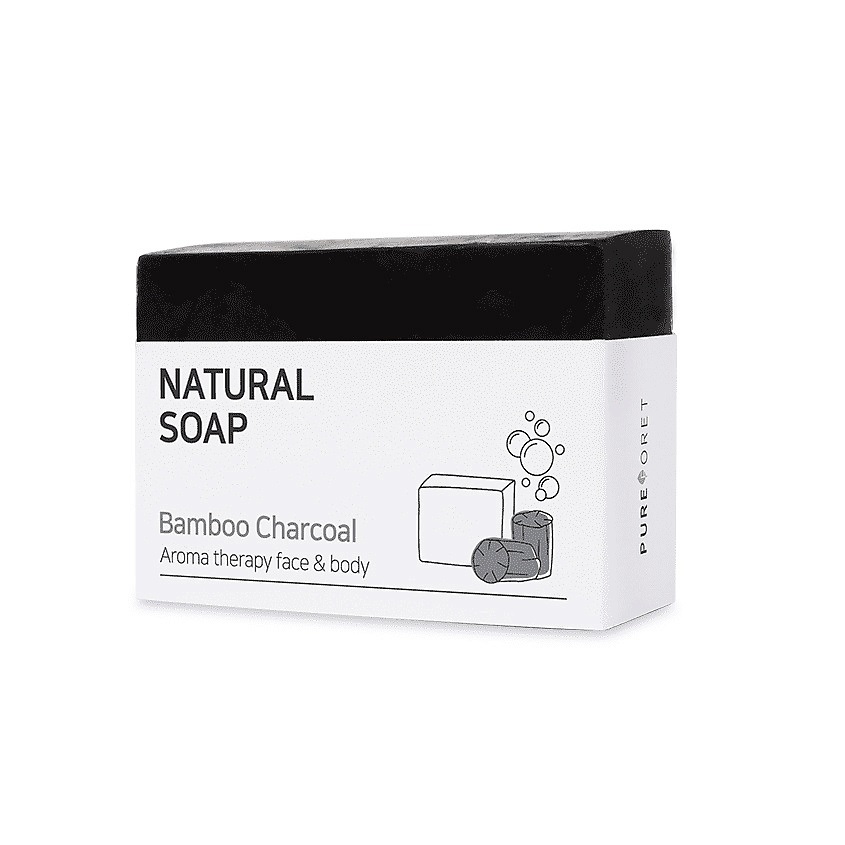 Изображение товара PUREFORET Мыло твёрдое с бамбуковым углём Natural Soap Bamboo Charcoal, 90 г