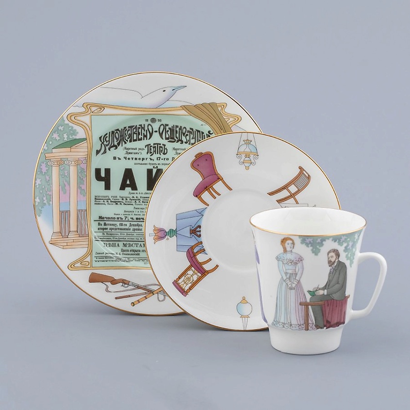 Изображение товара Комплект кофейной посуды Чайка из костяного фарфора 3 предмета