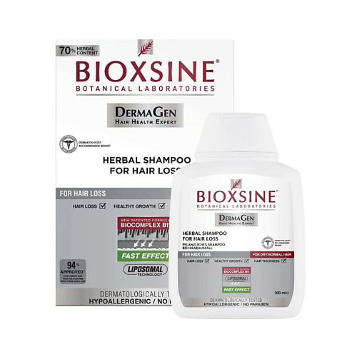 

BIOXSINE Шампунь против выпадения для сухих и нормальных волос DermaGen, Шампунь против выпадения для сухих и нормальных волос DermaGen