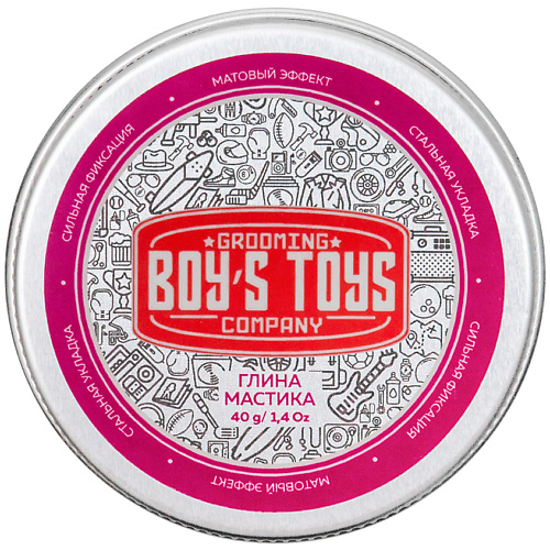 

BOY'S TOYS Глина для укладки волос высокой фиксации с низким уровнем блеска Мастика, Глина для укладки волос высокой фиксации с низким уровнем блеска Мастика