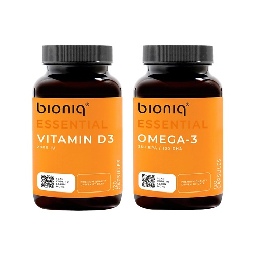 

BIONIQ ESSENTIAL Набор Омега 3 90% + Витамин Д3 2000 IU, Набор Омега 3 90% + Витамин Д3 2000 IU