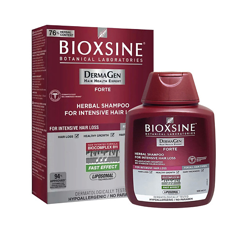 

BIOXSINE Шампунь форте против интенсивного выпадения для всех типов волос DermaGen, Шампунь форте против интенсивного выпадения для всех типов волос DermaGen